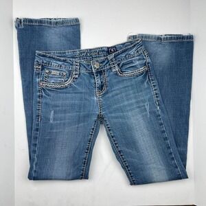 Y2K Bootcut Jeans Distressed Embroidered LA‎ Idol Grunge Faded Women's Size 5